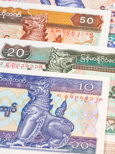 Myanmar pieniądze kyat banknotów szczelnie-do góry — Zdjęcie stockowe