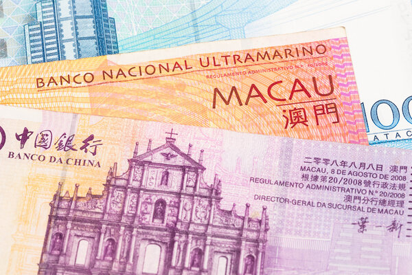 Macau pataca money banknote close-up