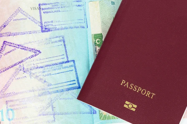 Paspor dan stempel imigrasi visa — Stok Foto