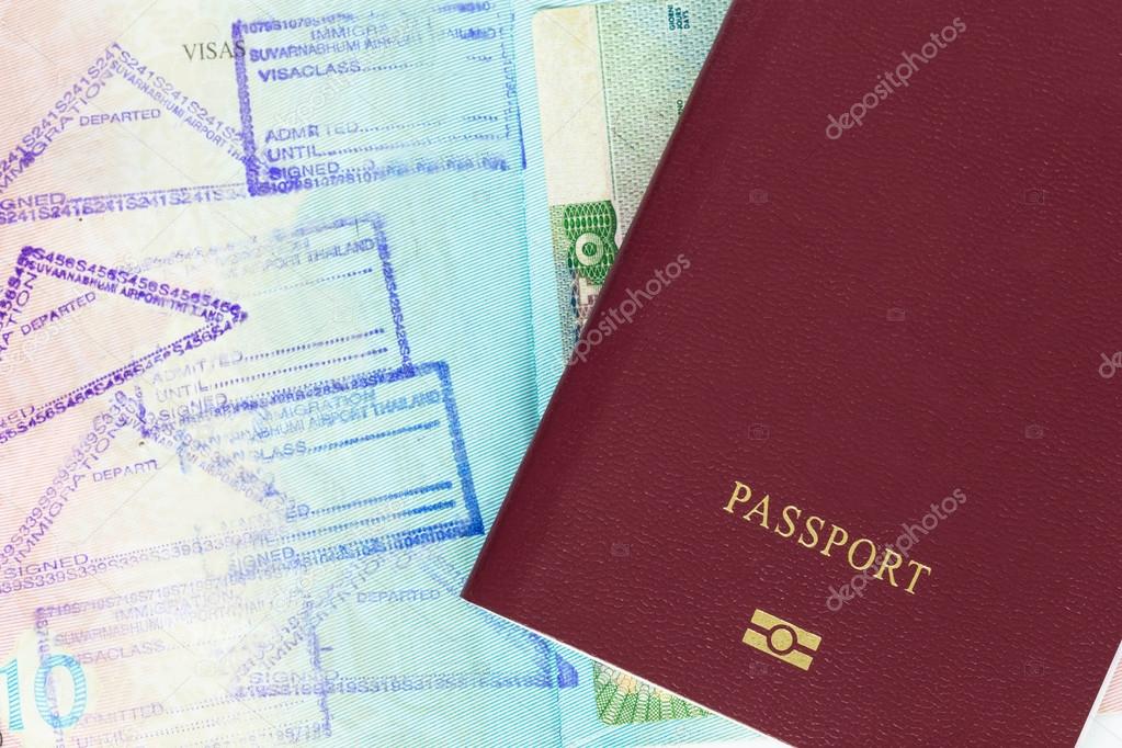 Passport and visa immigration stamps