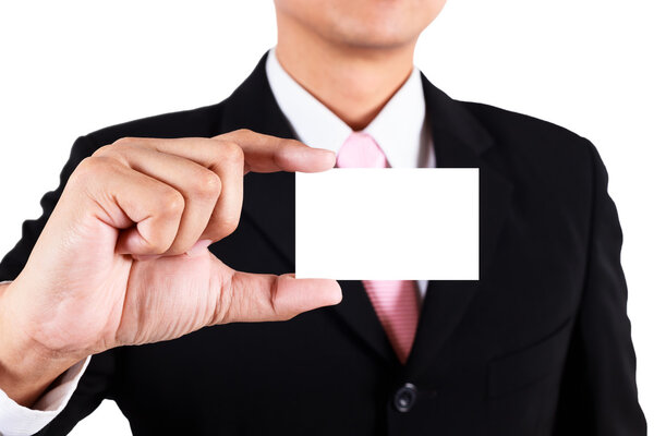 Businessman show blank namecard