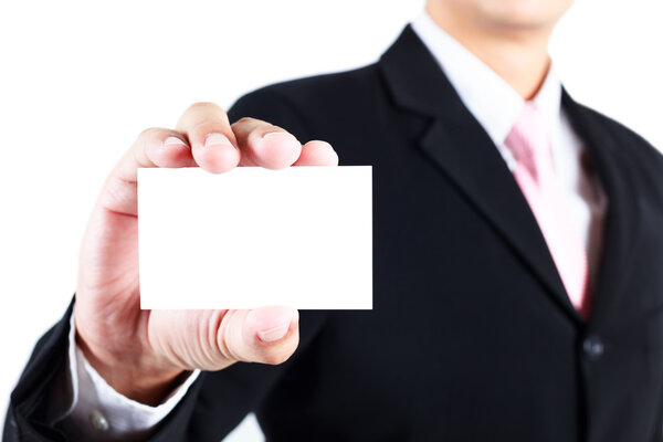 Businessman show blank namecard