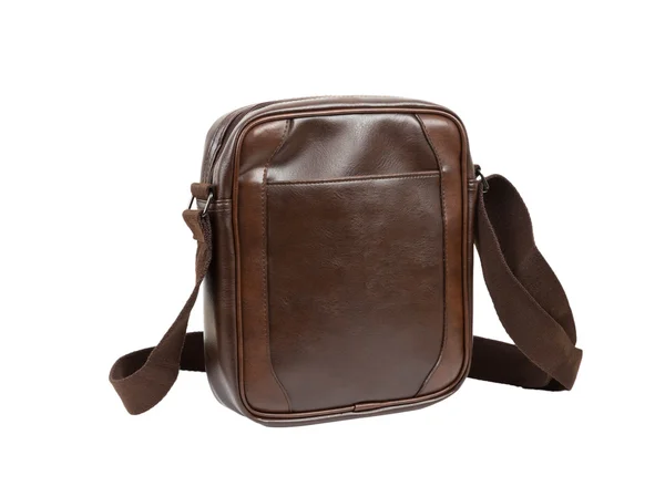 Brown messenger bag on white background — Stock Photo, Image