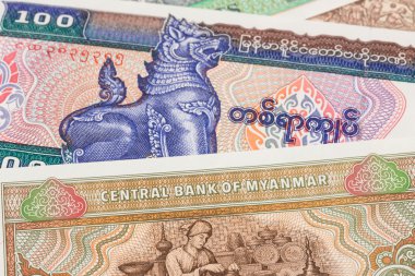 Myanmar para kyat banknot yakın çekim