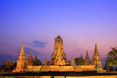 WAT chaiwatthanaram, alacakaranlık, ayutthaya, Tayland