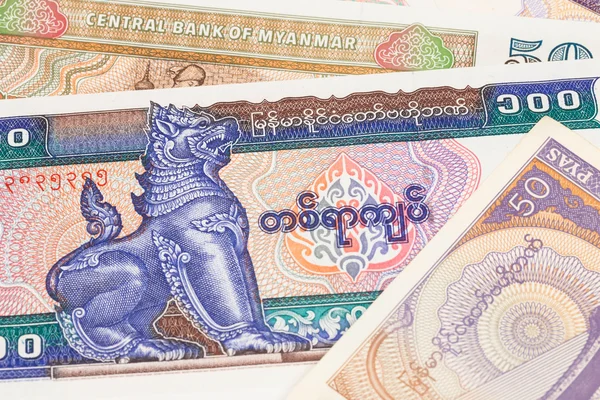 Myanmar dinero kyat billete de primer plano — Foto de Stock