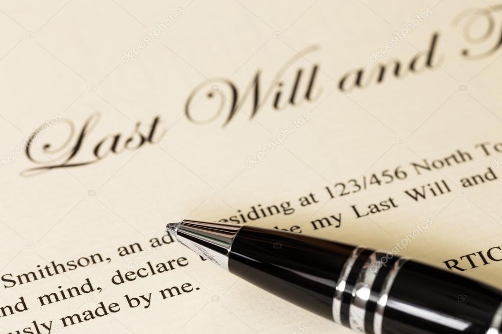 Last will and testament with pen concept for legal document 