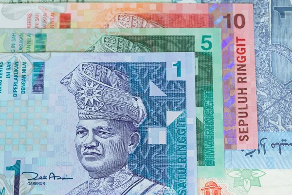 Billete ringgit de dinero malayo de cerca — Foto de Stock