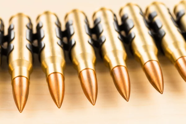 Machine gun bullet chain close-up — Stock Photo, Image