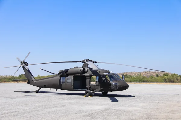 Military helicopter blackhawk at a base — Stock Photo, Image