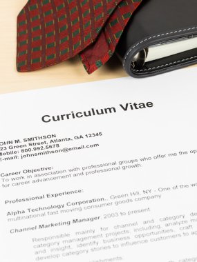 Özgeçmiş veya Cv ile Organizatör ve boyun kravat; kavram iş 