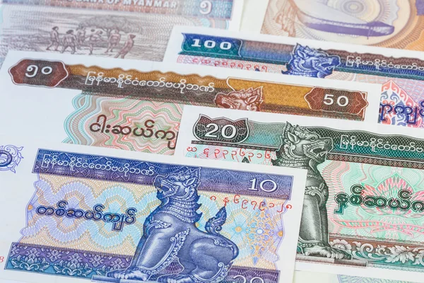 Myanmar pieniądze kyat banknotów szczelnie-do góry — Zdjęcie stockowe