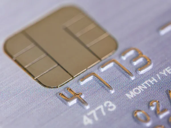 Platinum credit card with micro chip selective focus — Stock Photo, Image