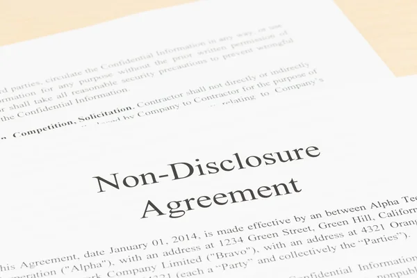 Non disclosure agreement document — Stock Photo, Image