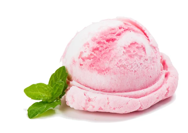 Ice cream in two colors and mint — Stock Photo, Image