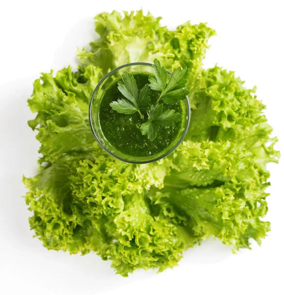 Groene smoothie, boven weergave — Stockfoto