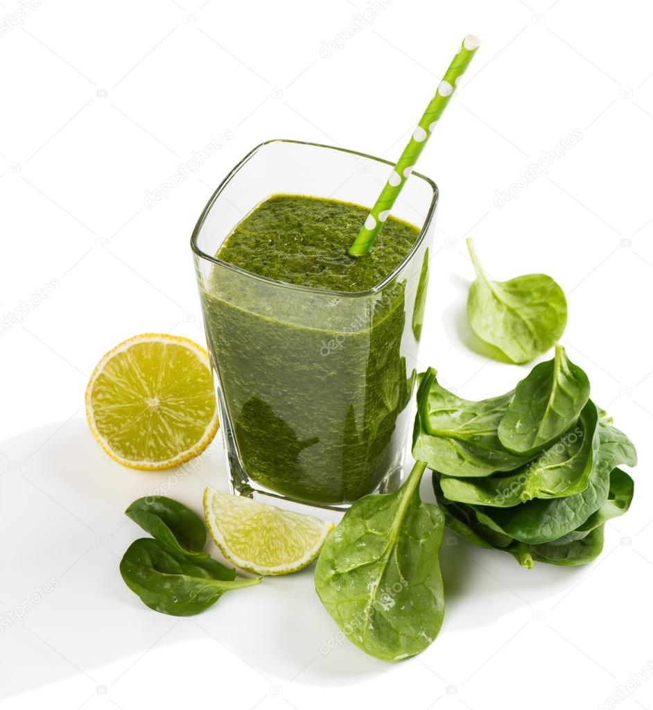 Green vegetable juice of spinach
