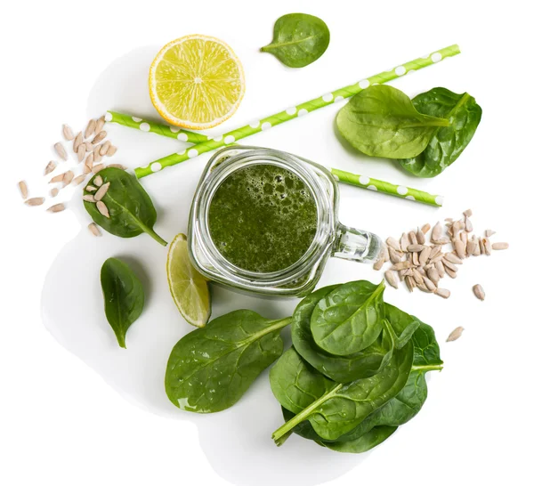 Above view of smoothie of spinach. — Stock Photo, Image