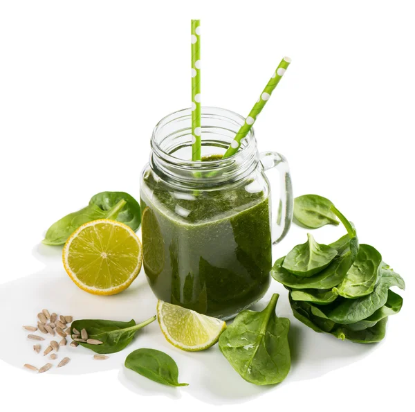 Green spinach smoothie. — Stock Photo, Image