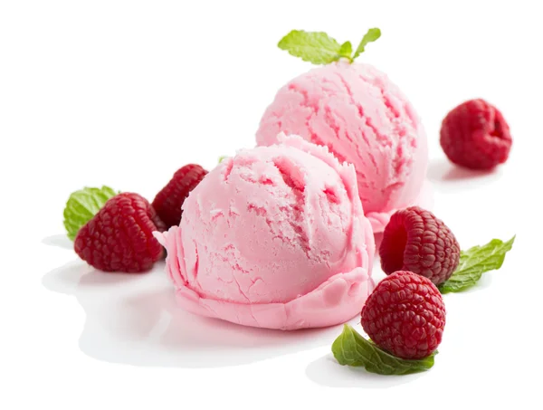 Ice cream with raspberry. — Stock Photo, Image