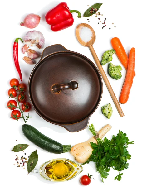 View from above ingredients for vegetarian soup. — Stock Photo, Image