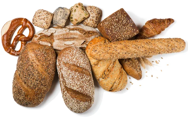 Différents produits de pain, vue ci-dessus . — Photo