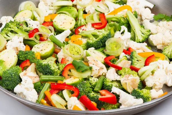 Pan  with vegetable sliced — Stock Photo, Image