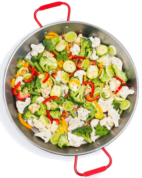 Cut vegetables in a frying pan — Stock Photo, Image