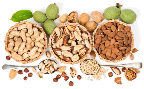 Top view of variety of nuts — Stock Photo, Image