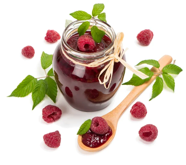 Jar of raspberry jam — Stock Photo, Image