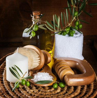 Spa ve sağlıklı yaşam ayarı zeytin meyve ile