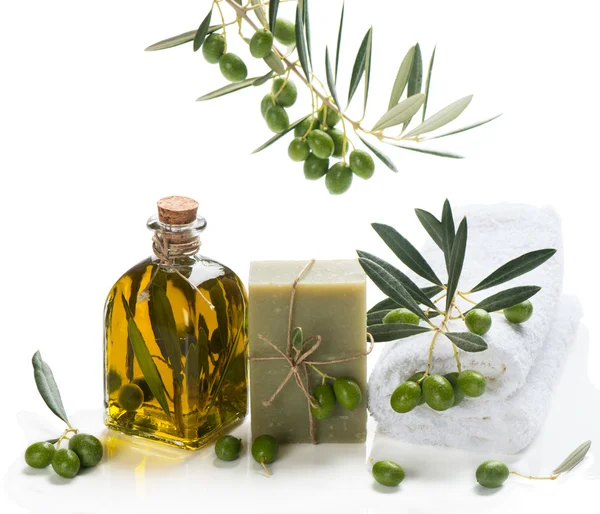 Natural Spa Treatment with olives and olive oil — Stock Photo, Image