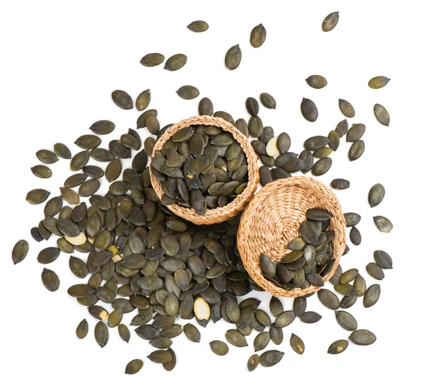 Pumpkin Seeds in a basket, top view — Stock Photo, Image