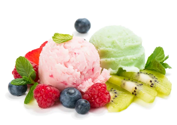 Icecream with fruit — Stock Photo, Image