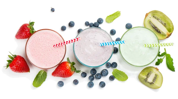 Bogyós smoothie, látkép fentről — Stock Fotó