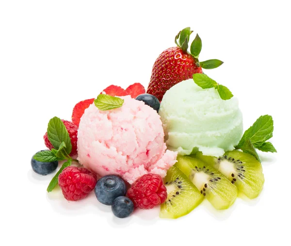 Mixed ice cream and berries — Stock Photo, Image