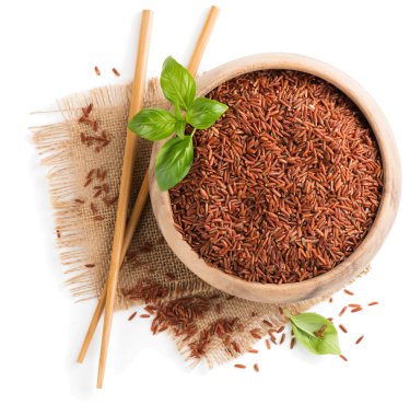 Kırmızı çekirdek cilasız pirinç, yukarıdan görünüm