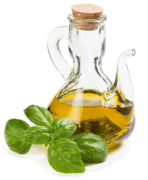 Basil and olive oil — Stock Photo, Image