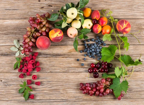 Fresh fruit and berries in a frame — 스톡 사진