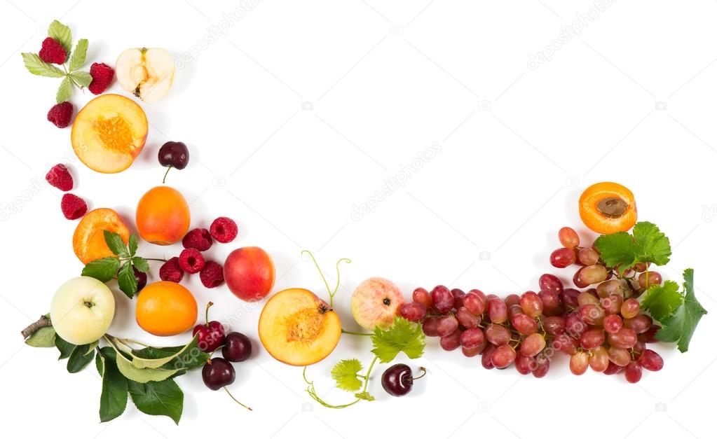 View from above of colorful fruits frame