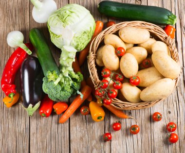  Fresh bio vegetables, top view