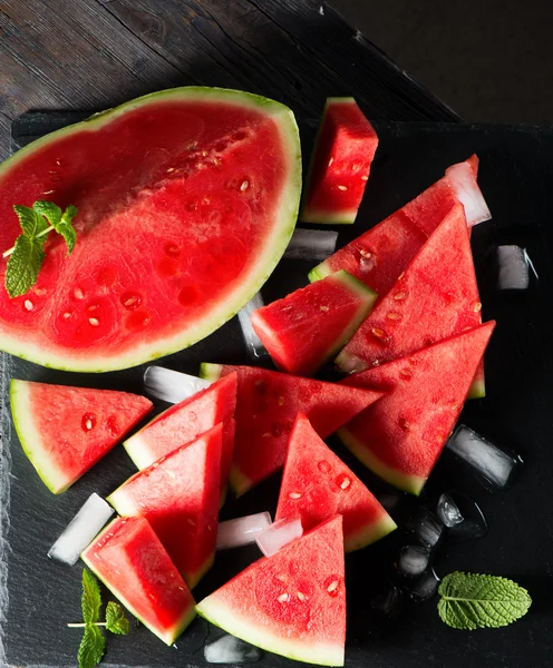 Cold  watermelon top view — Stock fotografie