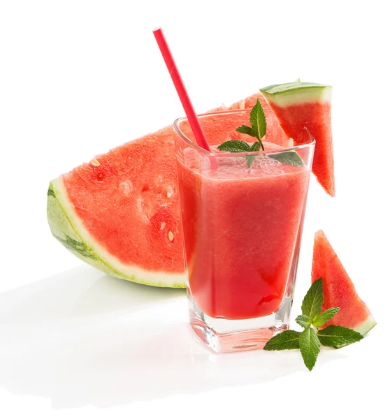 Watermelon drink in glasses with slice — Stock Photo, Image