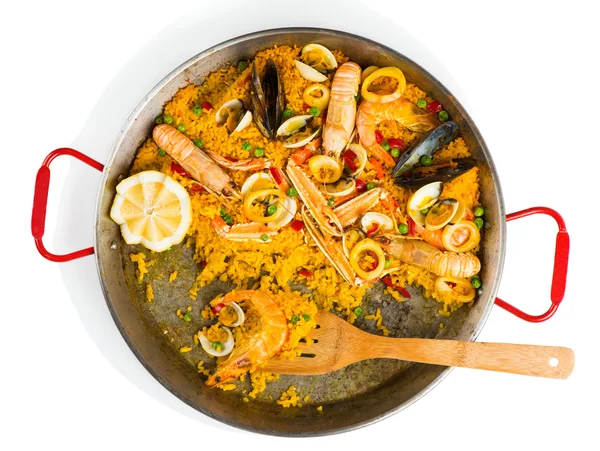 Paella halb verzehrt — Stockfoto