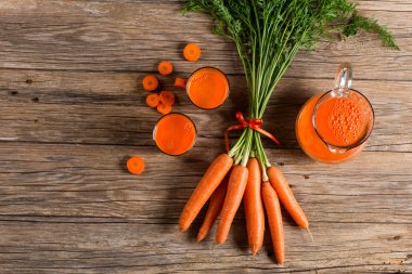   Havuç suyu ve havuç, görünümünün üst