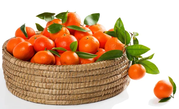 Big basket with tangerines — Stock Photo, Image