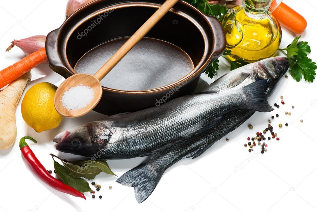 Ingredients for cooking fish dish