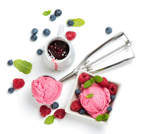 Delicious berry ice cream, view from above — Stock Photo, Image