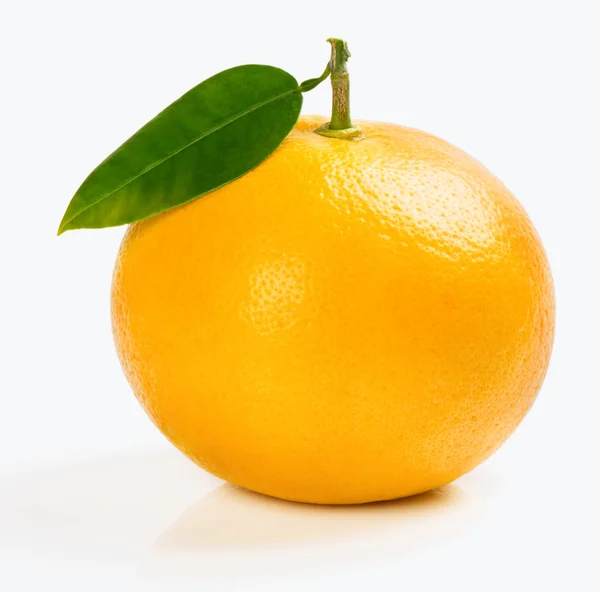 Yellow grapefruit with leaf — Stock Photo, Image