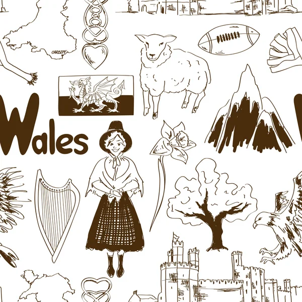 Sketch Wales seamless pattern Royalty Free Stock Illustrations